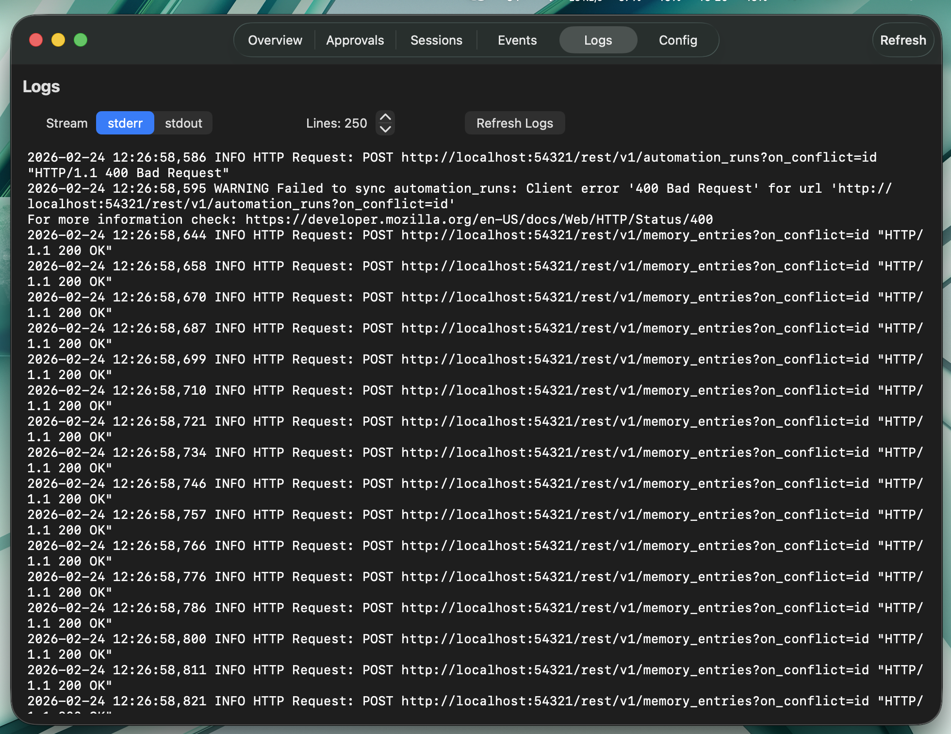 Swift Dashboard Events Tab