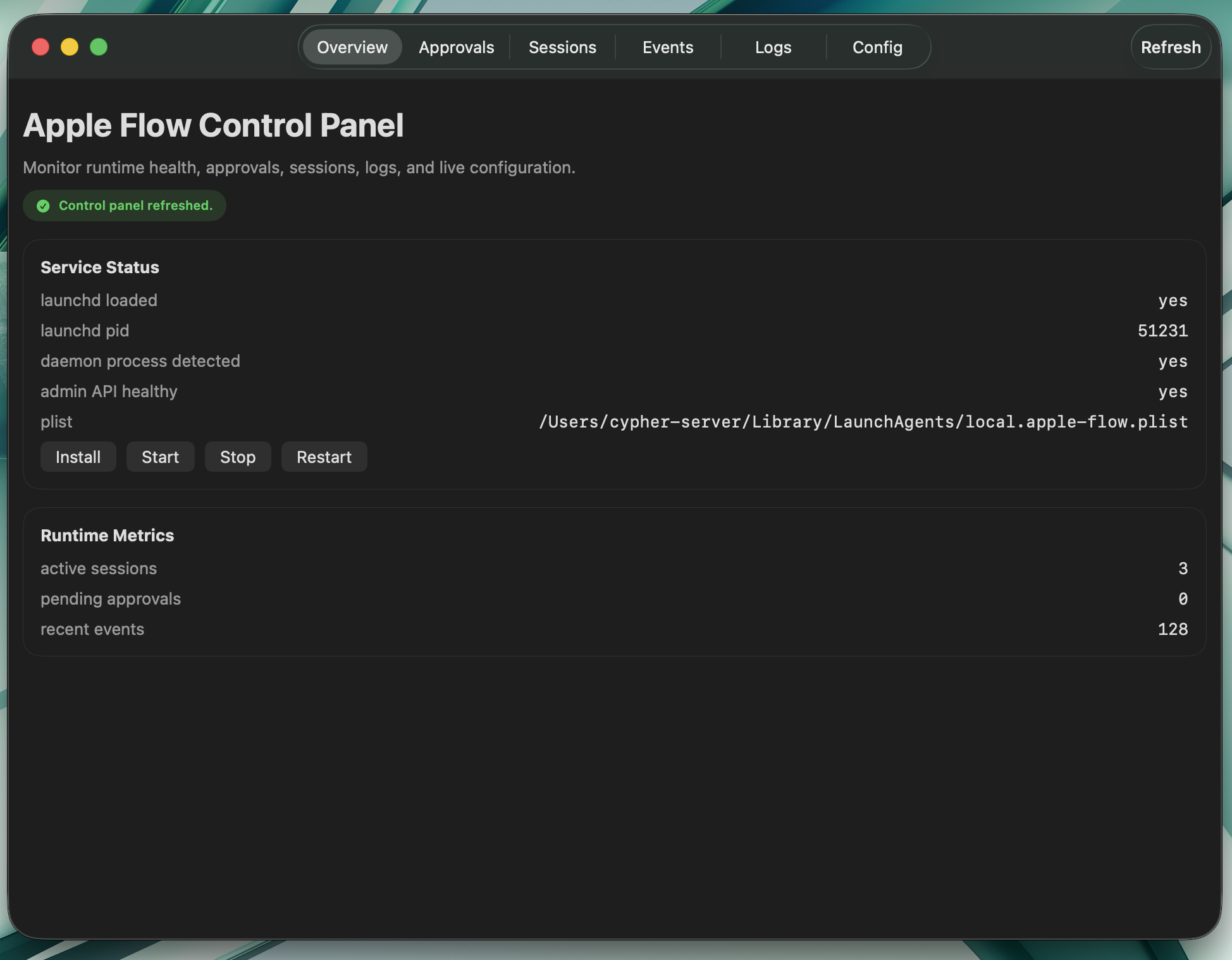 Swift Dashboard Overview Tab